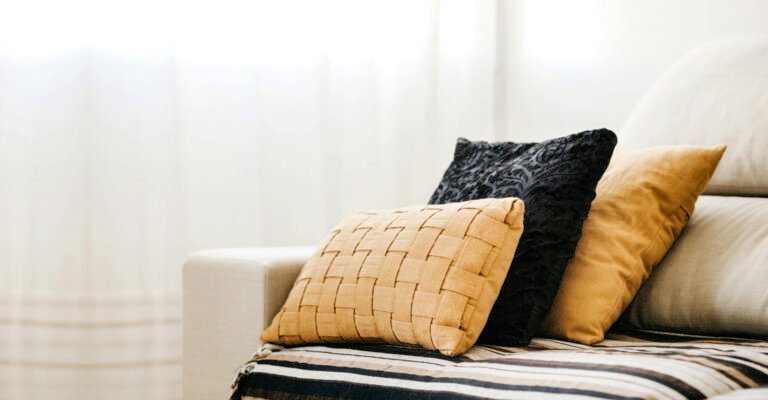 Double bed made up with cushions